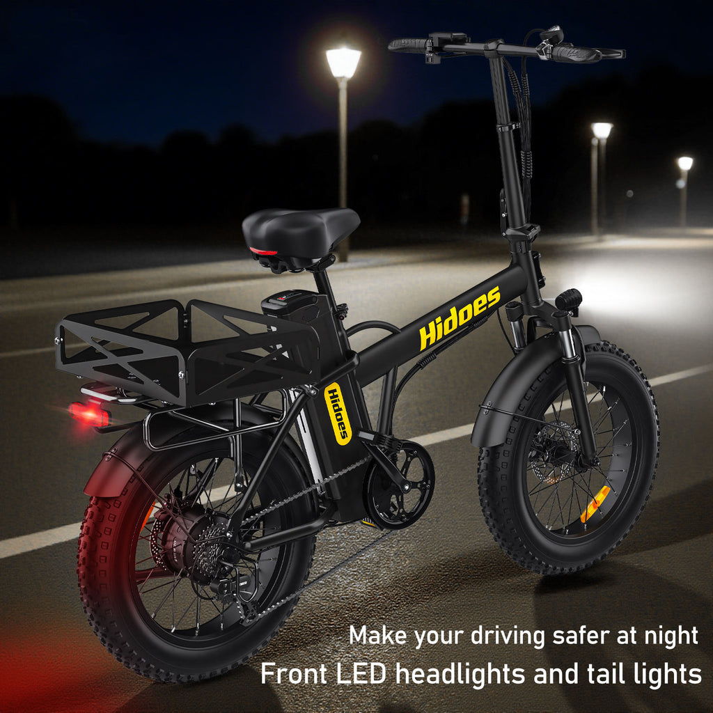 Cargo Electric Bike Hidoes F3 Pro 20 Inch Fat Tyre Cargo eBike with 26Ah Long Range Battery, Heavy Load Rear Basket & Hydraulic Disc Brakes