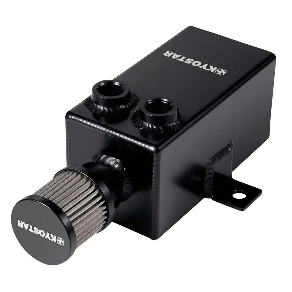 Universal 1 Litre Baffled Aluminium Oil Catch Tank, 8AN Inlet, 12AN Filter, 10AN Drain