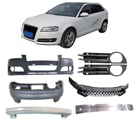 Audi A3 8P Bumper Parts – Bumper, Fog Lamp Covers, Licence Plate Panel and Reinforcement 8P0807105E