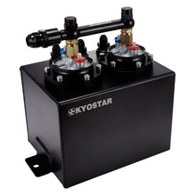 Load image into Gallery viewer, Universal 3L Aluminium Fuel Surge Tank Kit with 10AN Fuel Rail and Dual External Fuel Pumps - Black