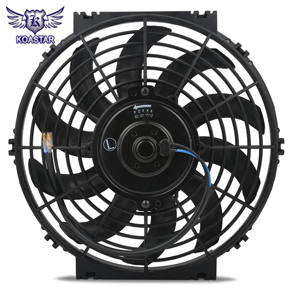 Universal 12V 10 inch S-Blade Slim Electric Radiator Cooling Fan, 80W Push / Pull