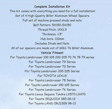 Load image into Gallery viewer, 2 Pcs 5X150 Wheel Spacer for Toyota Land Cruiser 100 105 200 205 79 Series 8