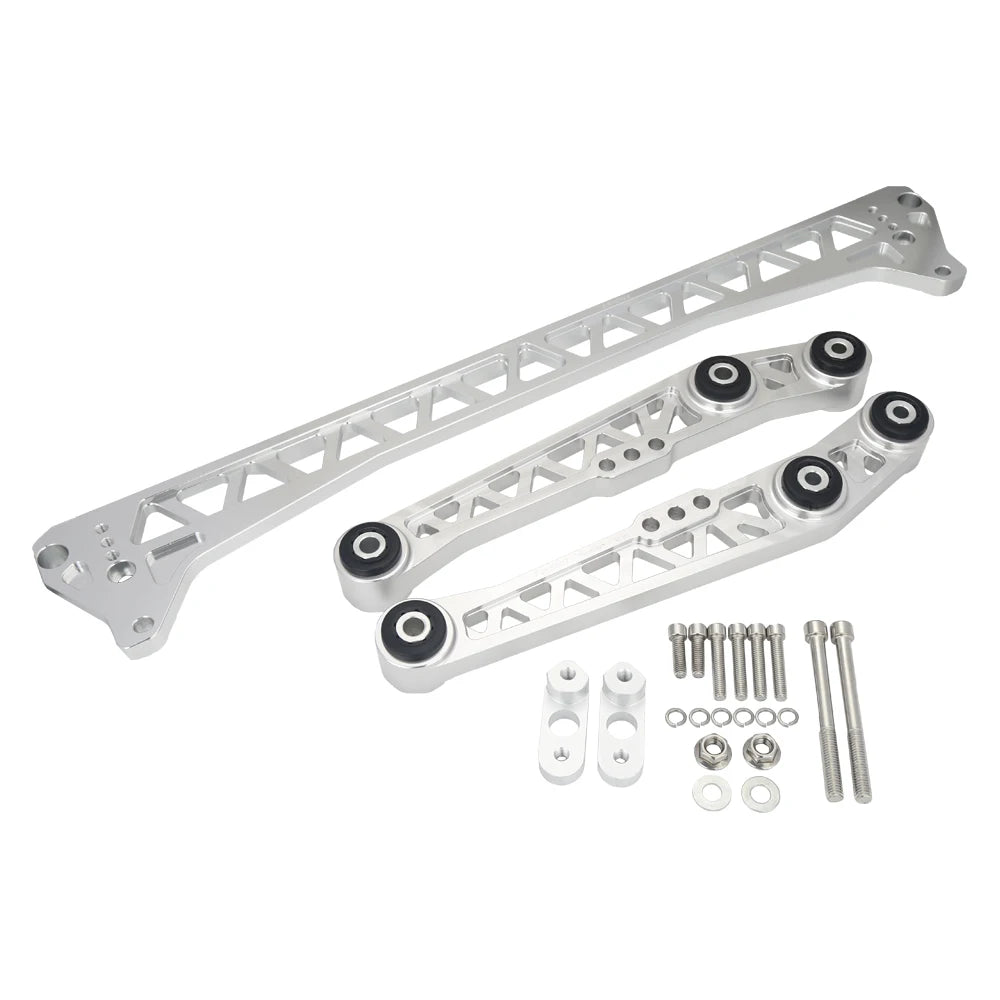 Honda Civic EG 1988-1995 Billet Rear Lower Control Arms with Subframe Brace - Silver 6061 Aluminium