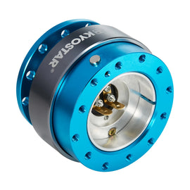 Universal Aluminium Light Blue Quick Release Steering Wheel Snap Off Hub Adapter Kit