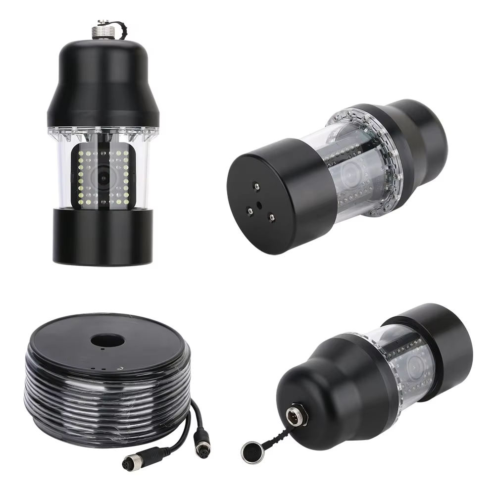 360° Rotating 100m Underwater Fishing Camera with DVR Recorder – IP68 Waterproof Fish Finder with 38 LED Lights, 700TVL Resolution, 8H Battery Life, LCD Display (Model F8300DB-2L-100M)