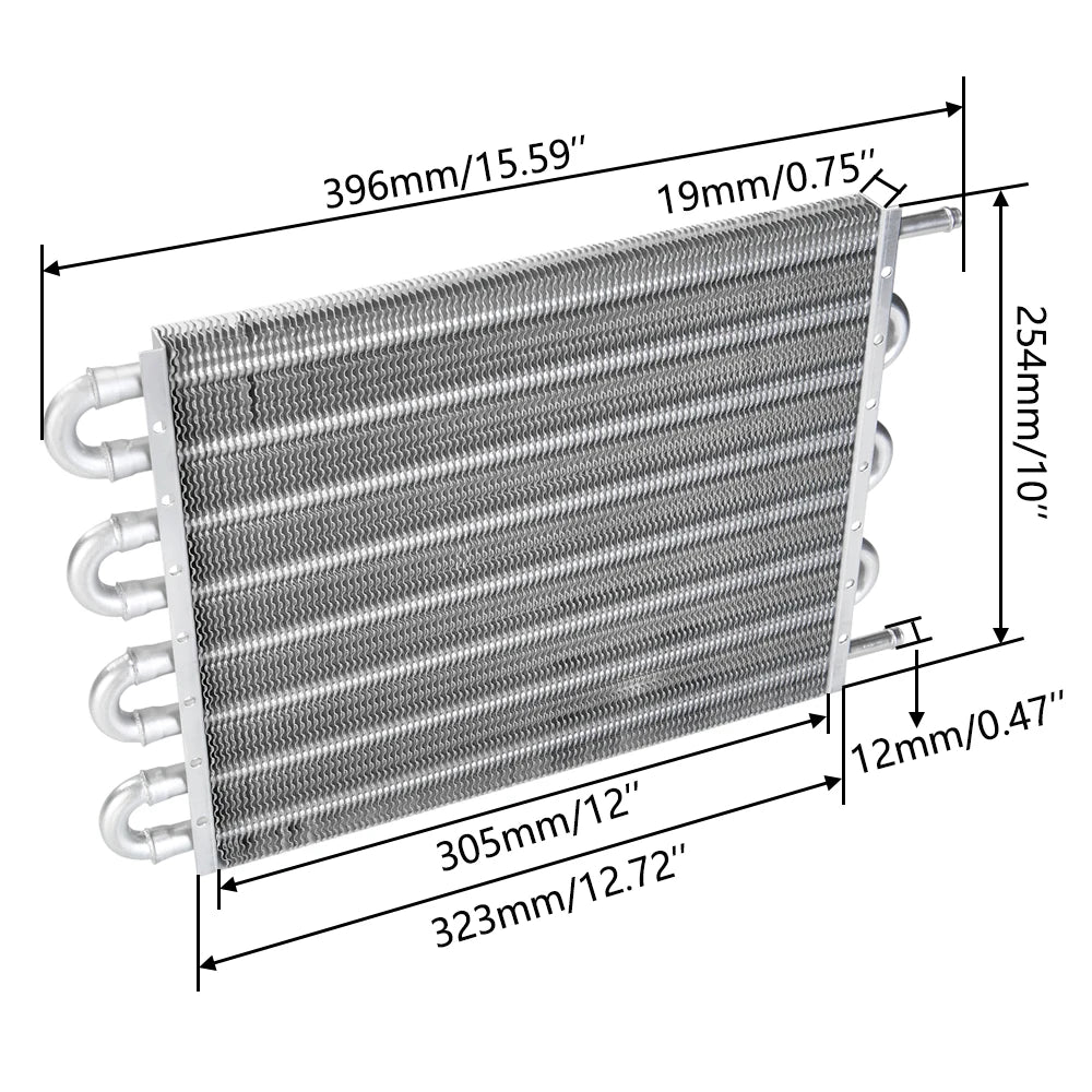 Universal 8-Row Aluminium Oil Cooler 15.5 x 10 x 0.75 inch with 6AN Ports - Engine / Transmission