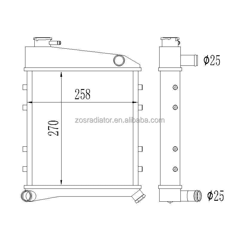 Tube Radiator for Mini Cooper Austin Rover 1967 Core Size 270*258*40mm