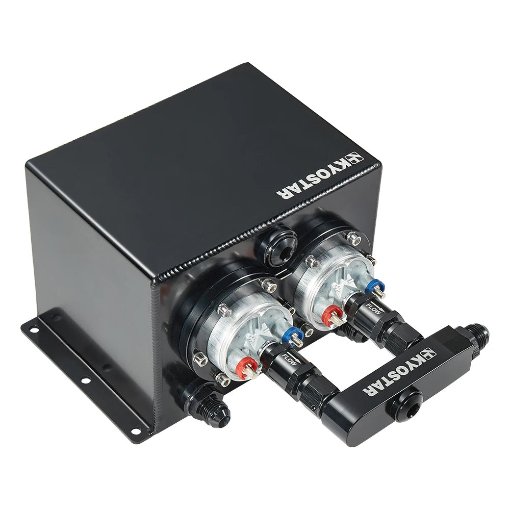 3L Aluminium High Flow Fuel Swirl Surge Tank Kit with Fuel Rail and Dual Fuel Pumps - 250 LPH, Universal