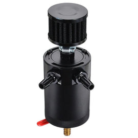 Universal 2-Port Aluminium Baffled Oil Catch Can with Drain Valve, 150 ml, 3/8 inch NPT