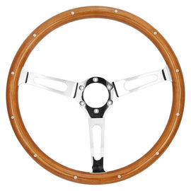 Universal 380 mm 15 inch Classic Retro Woodgrain Steering Wheel with Holes, 6-Bolt
