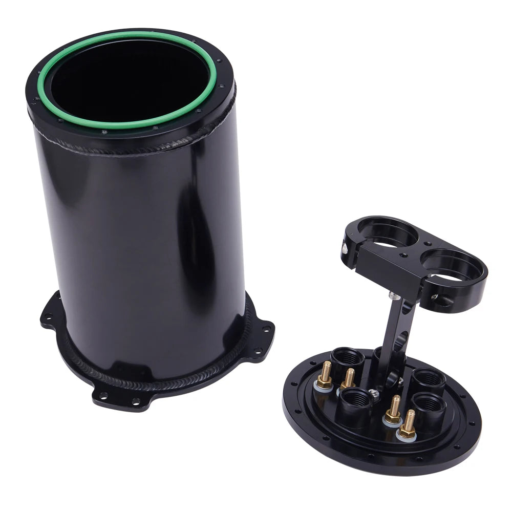 Universal 2.8 Litre Aluminium Fuel Surge Tank for Twin 40 mm Fuel Pumps with 8AN O-Ring Ports