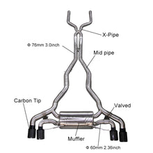 Load image into Gallery viewer, BMW M5 F90 2018-2023 S63 4.4T Twin-Turbo V8 1.5 mm Stainless Steel 4-Tip Valved Sport Catback Exhaust