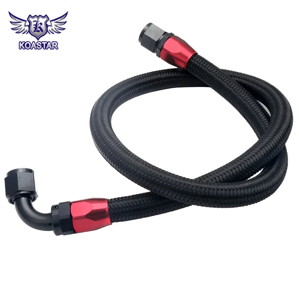1 Metre Black Nylon Steel Braided Fuel and Oil Line with 2 x 10AN Fittings