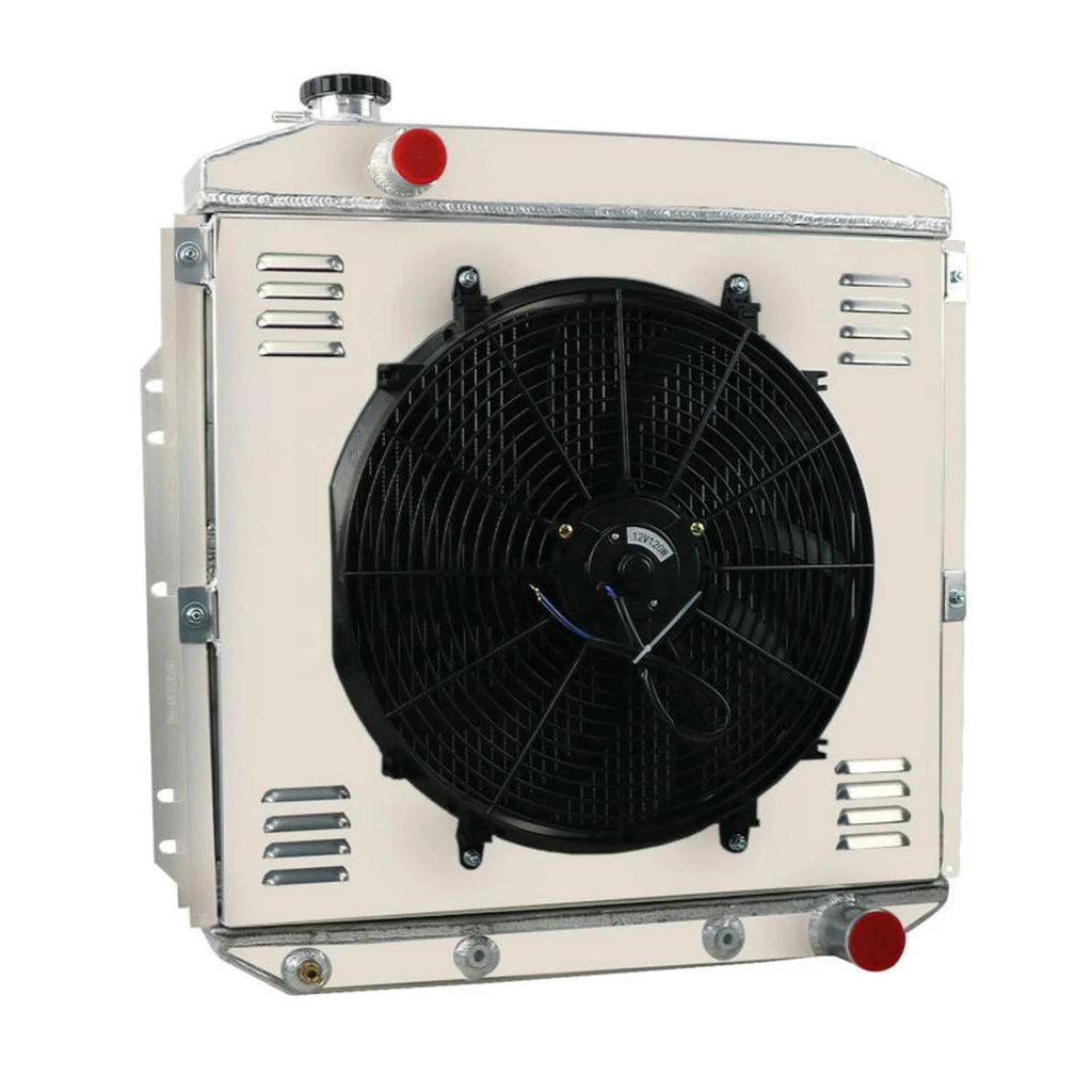 4 Row Aluminum Radiator & Shroud Fan for Ford F100 F250 F350 Chevy V8 1953-1956