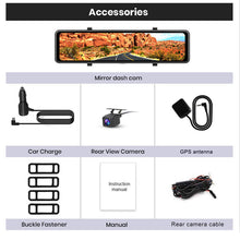 Load image into Gallery viewer, 12" Mirror Dash Cam Dual 4K Front Rear Camera GPS WiFi Touch Screen Reversing