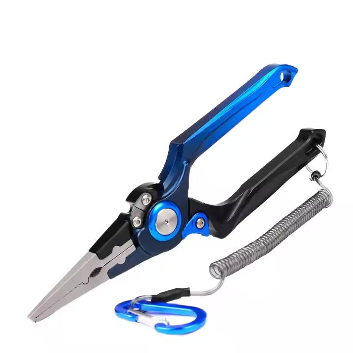 Titanium Fishing Pliers 7" Split Ring Long Nose Tool – Aluminum Alloy, Braid Cutter, Saltwater & Freshwater Use