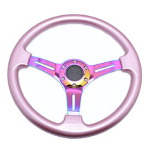 Load image into Gallery viewer, Jdm Universal 350mm Neo Chrome Drift ABS Plastic Deep Corn Steering Wheel Race New Rainbow Spoke Deep Dish