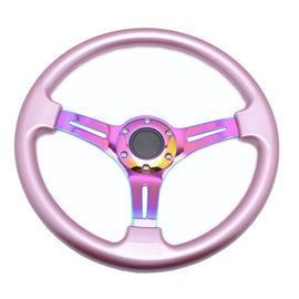 Jdm Universal 350mm Neo Chrome Drift ABS Plastic Deep Corn Steering Wheel Race New Rainbow Spoke Deep Dish