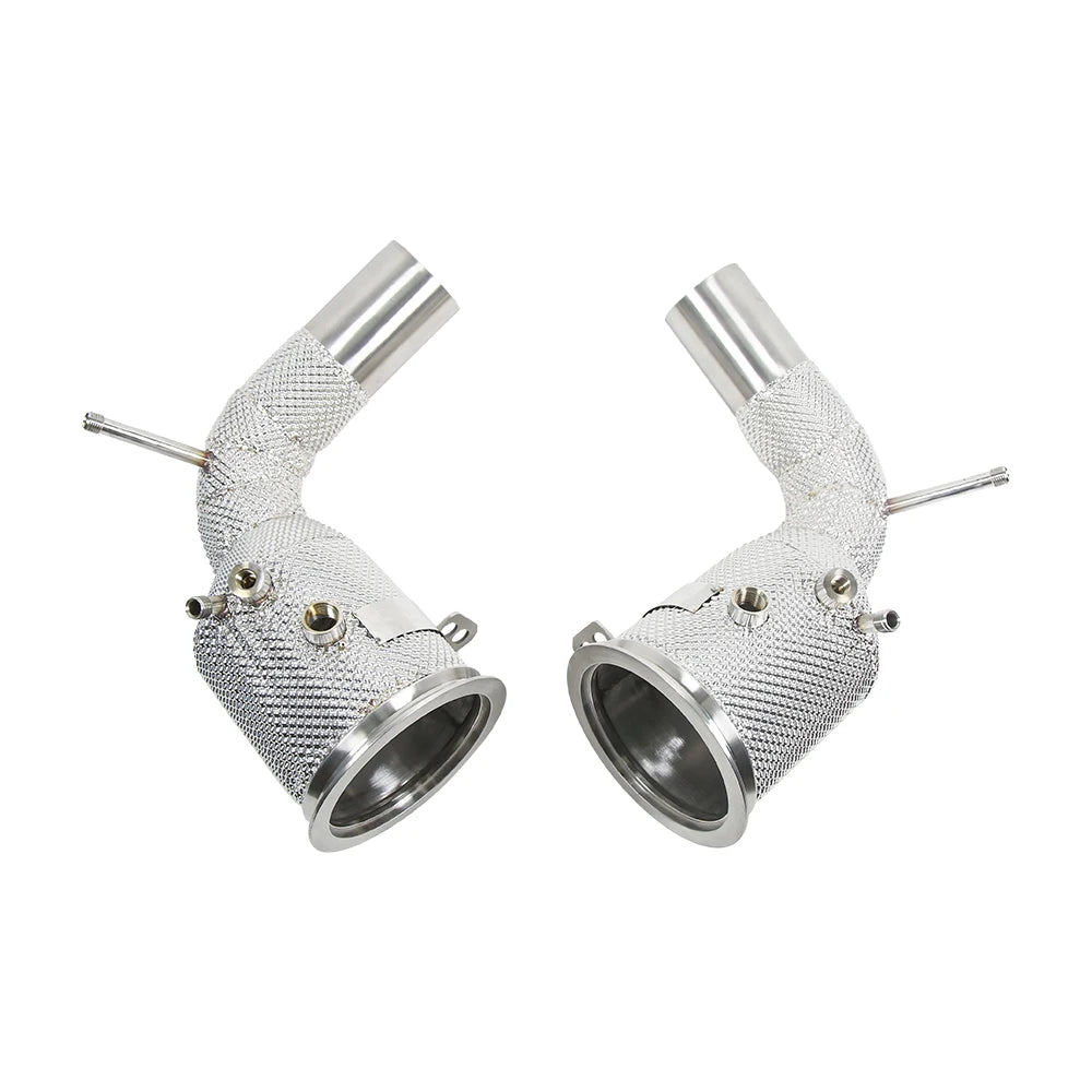 KYOSTAR SS304 Heat Shield Downpipe Test Pipe for 2019+ Porsche 911 991 Carrera Targa 4 S 4S 3.0TT Downpipe Header