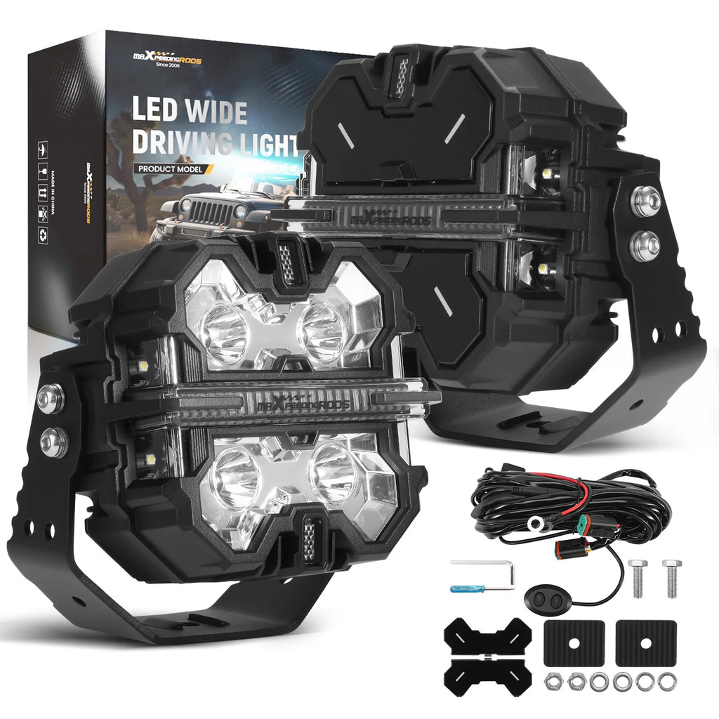 Universal 3.5" Square LED Fog Driving Headlight Bar, White/Amber, for Off-Road 4x4 Car/SUV