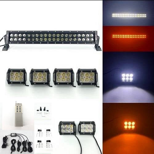 1 Dual Color Light Bar Sync with 4 Packs 4 Inch 18W LED Pods-0