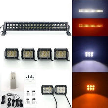 Load image into Gallery viewer, 1 Dual Color Light Bar Sync with 4 Packs 4 Inch 18W LED Pods-0