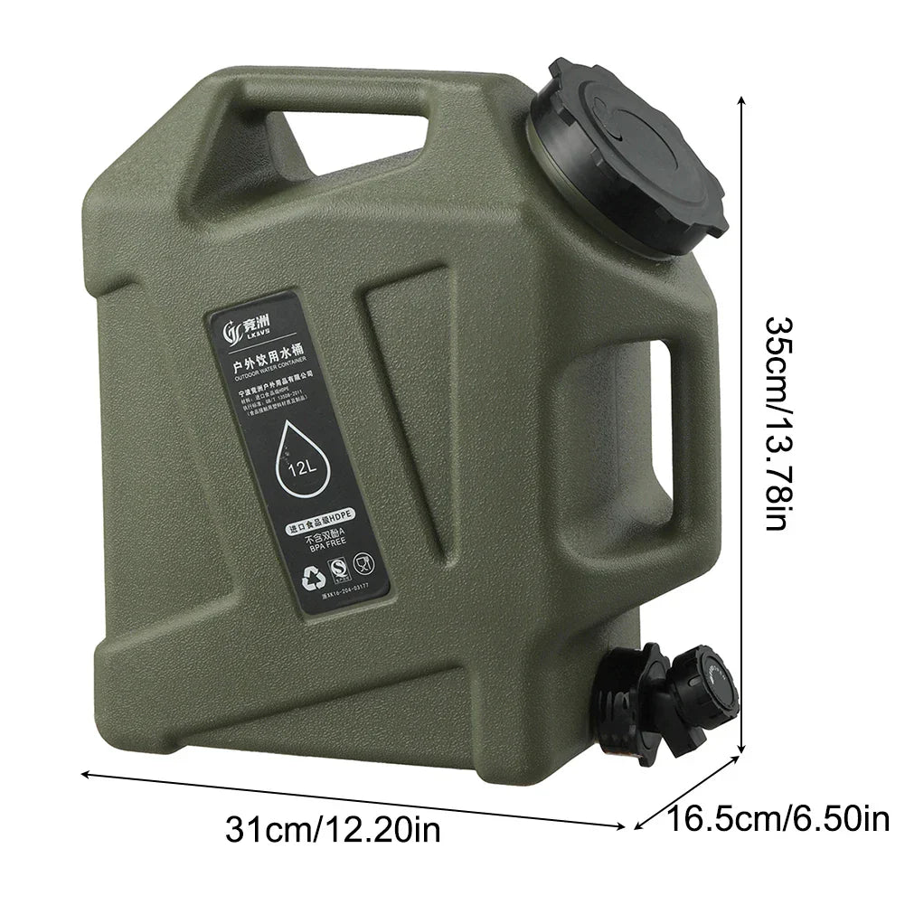 12L Camping Water Container Portable Water Tank with Faucet Green-2