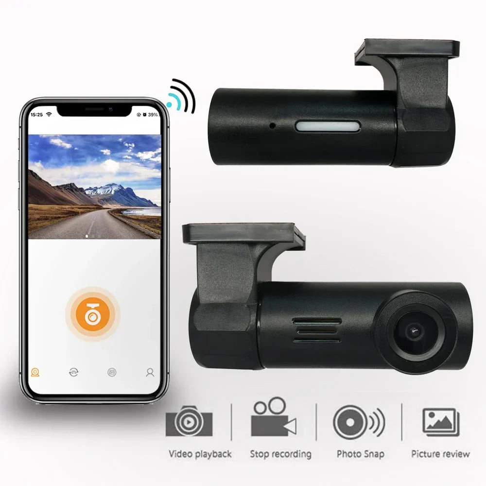 Smart WiFi Dash Cam 1080P HD Night Vision Car DVR Black-1