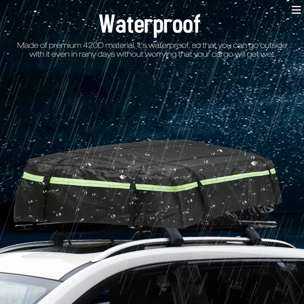Waterproof Car Roof Cargo Bag Large Capacity Travel Carrier Black-3