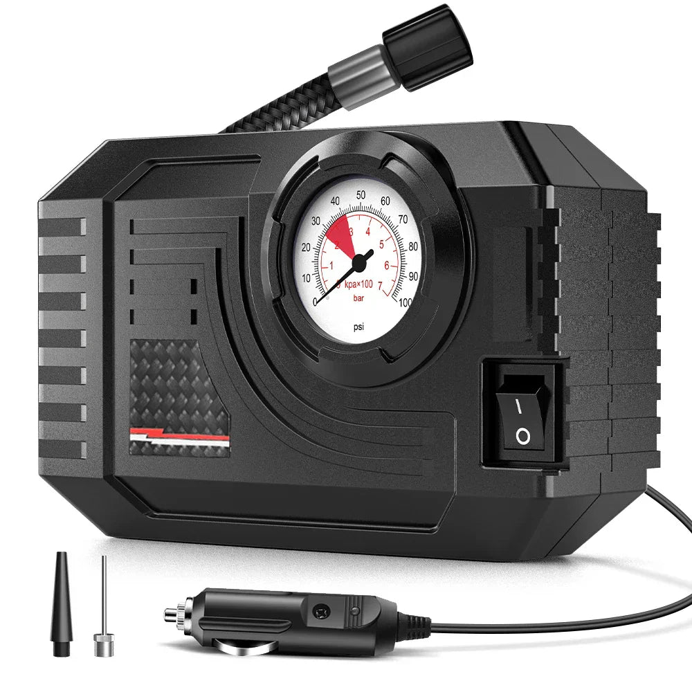 Mini Electric Air Pump 20L/Min Portable Tire Inflator Black-0