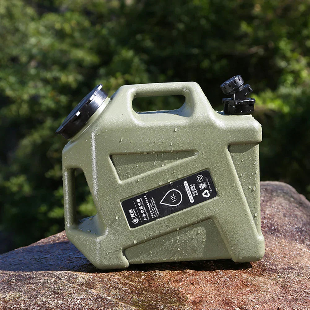 12L Camping Water Container Portable Water Tank with Faucet Green-1