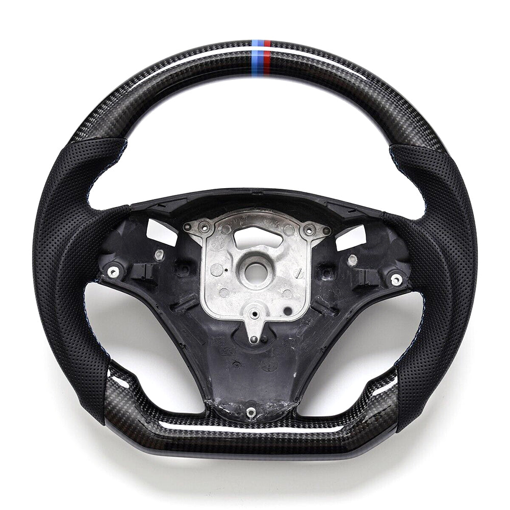 True Carbon Fiber Flat Custom Sports Car Steering Wheel for BMW E90 E92 E93 M3 328i 335i