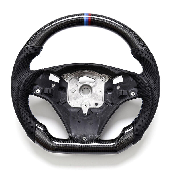 True Carbon Fiber Flat Custom Sports Car Steering Wheel for BMW E90 E92 E93 M3 328i 335i