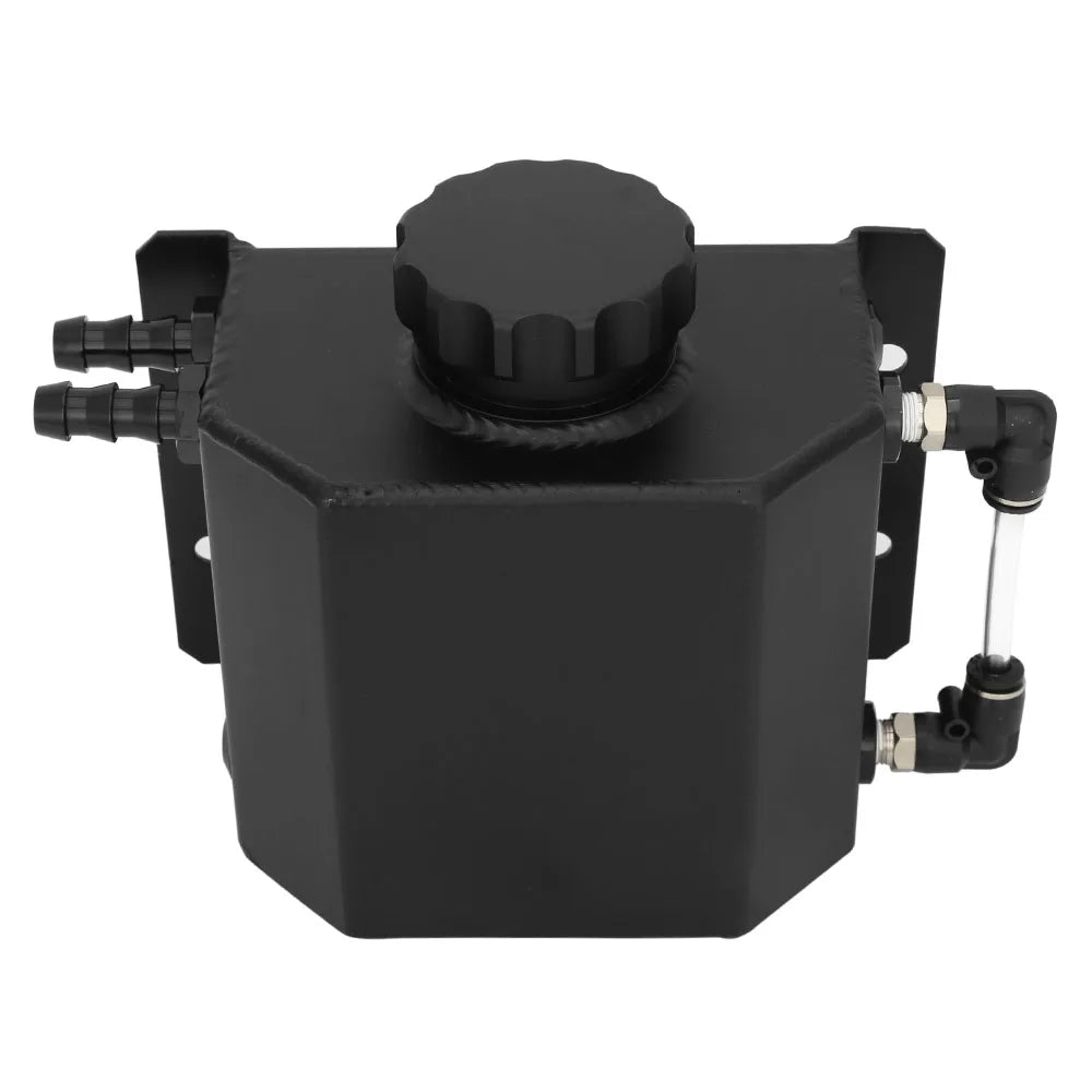 Universal Silver/Black 1L Aluminum Radiator Coolant Overflow Expansion Water Tank Universal for Car Engine