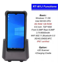 Load image into Gallery viewer, Windows 11 Rugged PDA Tablet | 6.5&quot; Display, Intel N5100, 8GB RAM, 128GB Storage, IP67 Waterproof Handheld Industrial Data Collector