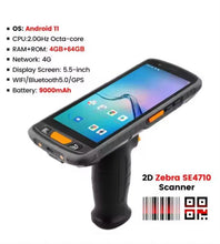 Load image into Gallery viewer, Android Barcode Scanner PDA | 5.5&quot; Handheld, Android 11, 4G RAM, 64G ROM, 4G LTE, WiFi, Bluetooth, GPS, Camera, Portable Data Collector