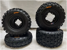 Load image into Gallery viewer, DWT A5 Black Front Rear Rims Wheels Sunf A027 Tires Yamaha Banshee Warrior 350 (2004 Yamaha)