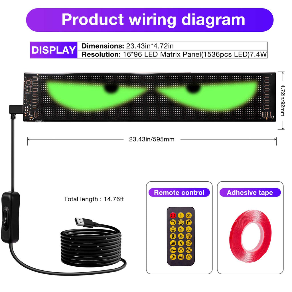 LED eyes for Car, Trucks Programmable – Flexible LED Display for Car Windows & Trucks | Customizable LED Car Sign-2