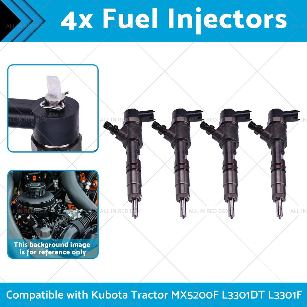 4x Fuel Injectors Suitable for Kubota Tractor MX5200F L3301DT L3301F 0445110775-1