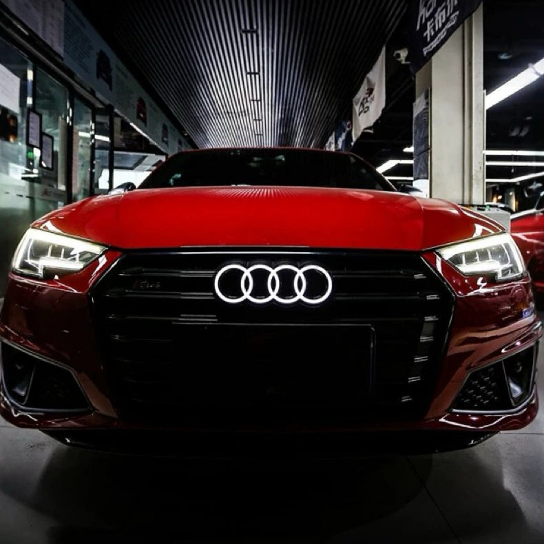 Highest quality crystal dynamic white Audi logo A4 A5 A6 A7 Q5 Q7 led front audi symbol light on the market with 2 years warranty-4