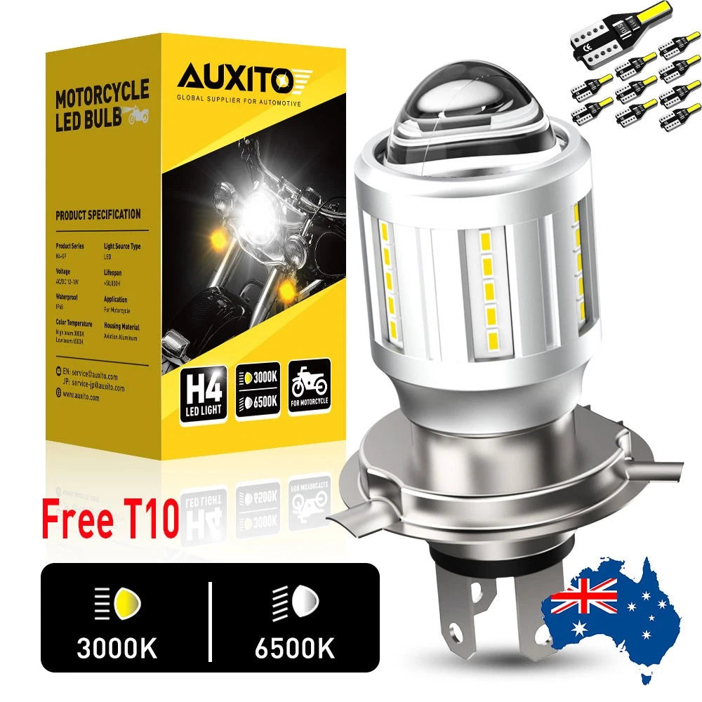 AUXITO 1X H4 9003 LED Headlight Globes Kit 22000LM H/Low Bright Beam Motorcycle
