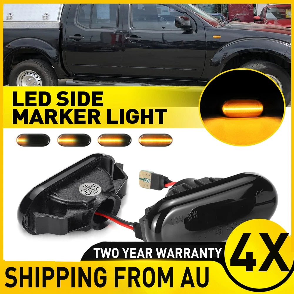 4x LED Side Marker Indicator Lights Lamp For Nissan Note 06-12 Smoked Amber