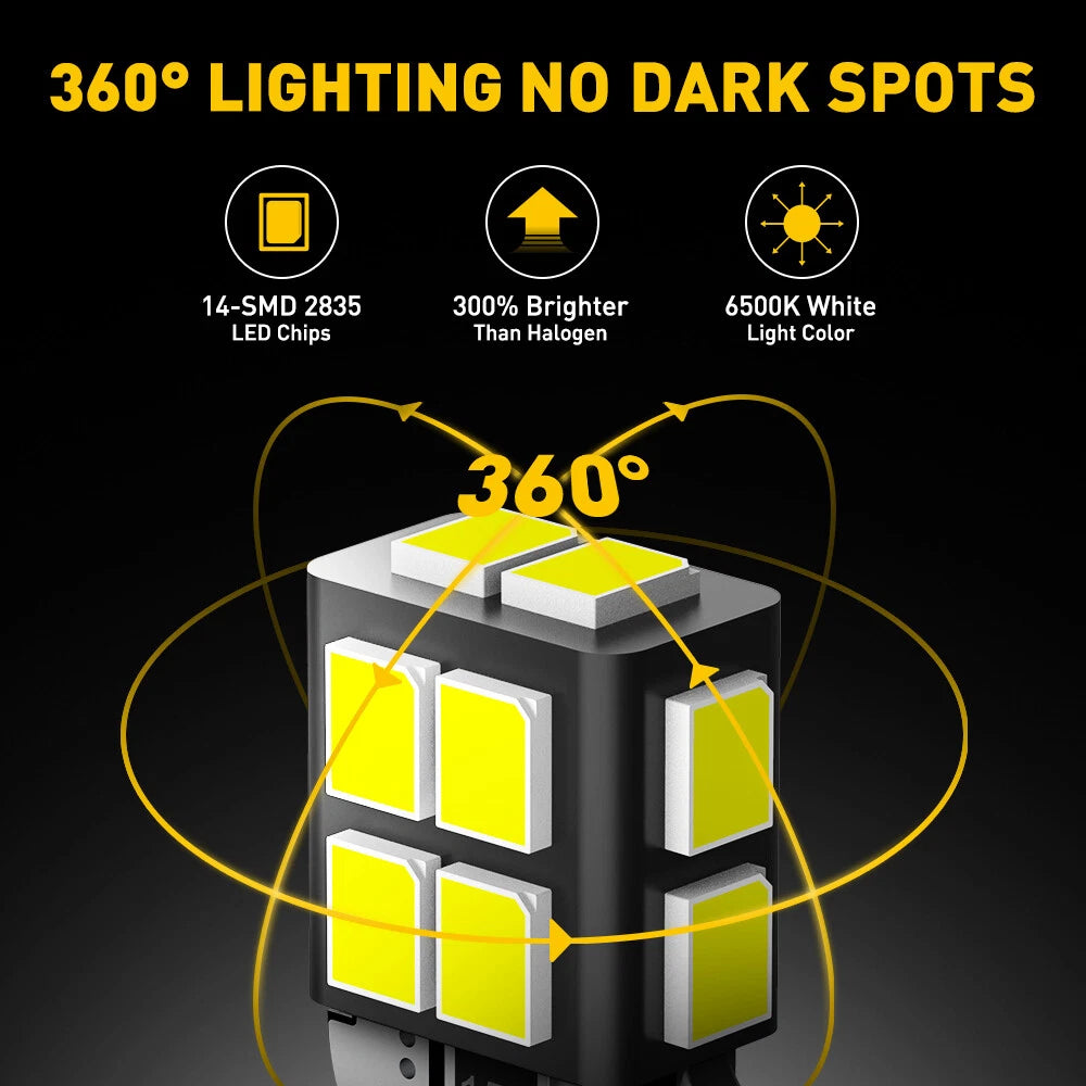 AUXITO 40x T10 14-LED White Car Interior Light Parker Bulb Wedge Globe 6500K 12V