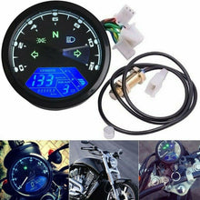 Load image into Gallery viewer, Universal Digital LCD Motorcycle Odometer Speedometer Tachometer Gauge w/ Sensor