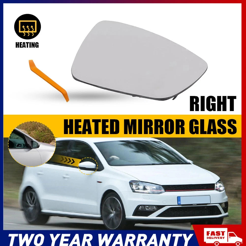 Right Side Mirror glass Heated Convex w/ Plate Base PlarFor VW POLO 2010-2017