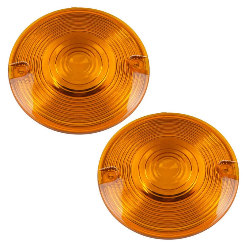 2 Flat Turn Signal Light Indicator Amber Lens Cover For Harley Touring 1986-2018