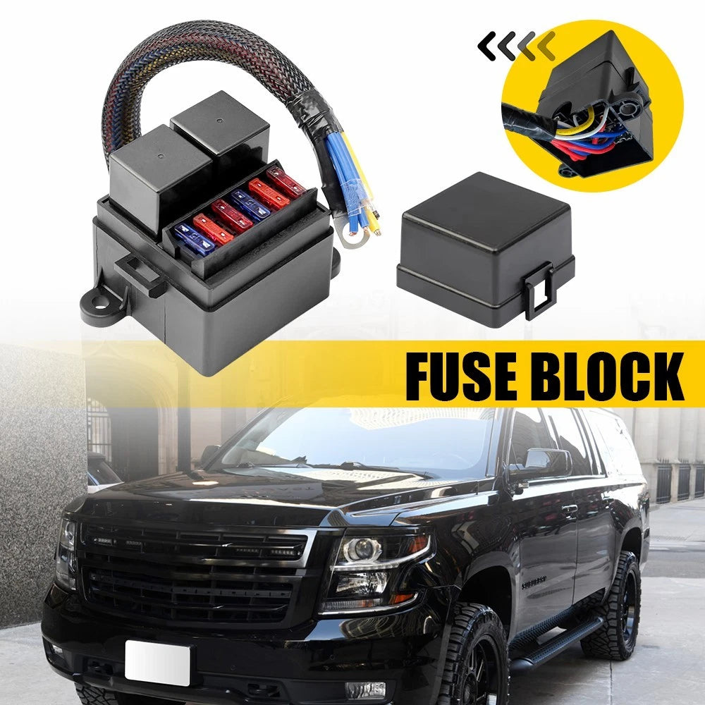 4-Pin 80A Pre-Wired Fuse Relay Box Waterproof Relay Slots ATC/ATO Fuse Holder