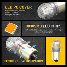 Load image into Gallery viewer, 2x 12V 1156 BA15S LED Bulb Motorcycle Turn Signal Light Amber 6000K 300%+ Bright