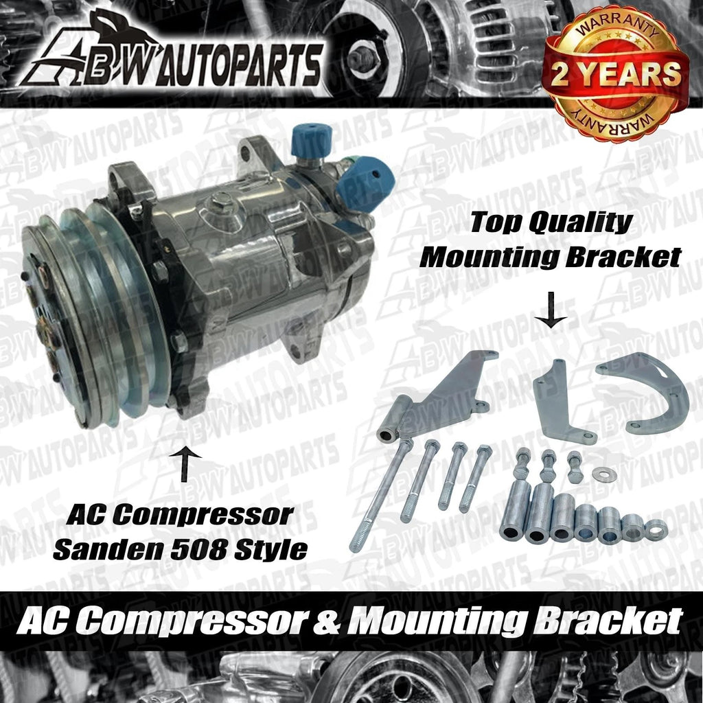 Sanden 508 Style A/C AC Compressor & Mounting Bracket For Chevy/Ford/GM AU
