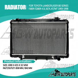 Radiator For Toyota Landcruiser 80 Series FJ80R FZJ80R 4.5L 6Cyl 1993-1998 AT/MT